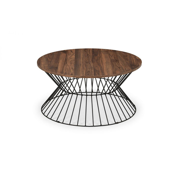 Jersey Round Wire Coffee Table In Walnut
